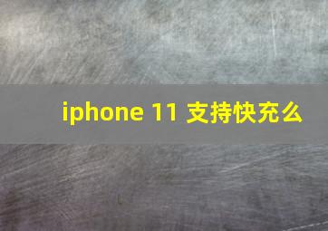 iphone 11 支持快充么